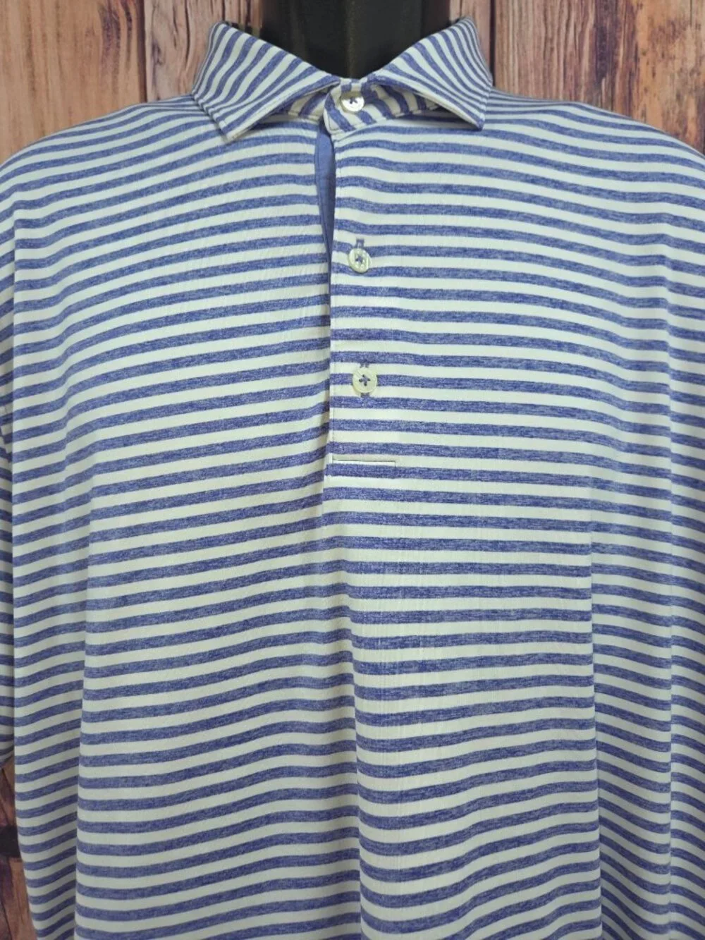 Johnnie-O Mens Blue Striped Polo Shirt XL